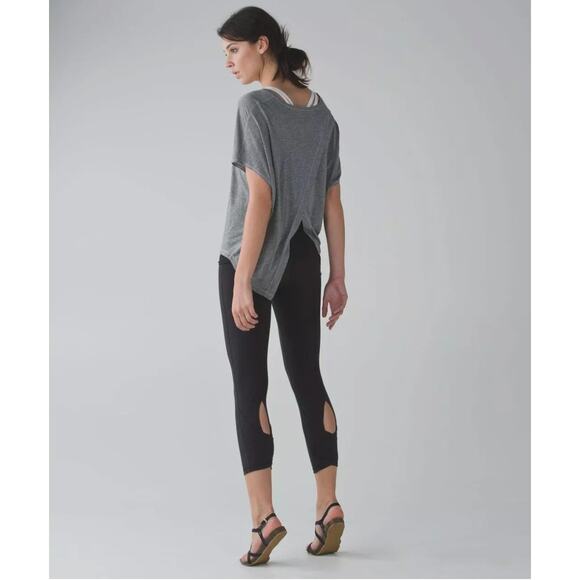 Lululemon Black Wunder Under Pant Roll Down Dance Cropped Leggings Size 6 - Picture 1 of 16